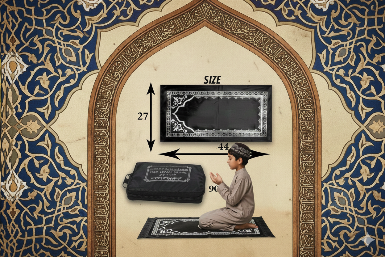 Premium Pocket Travel Prayer Mat (Safar Janamaz) – Prayer Anywhere, Anytime (GRAY)