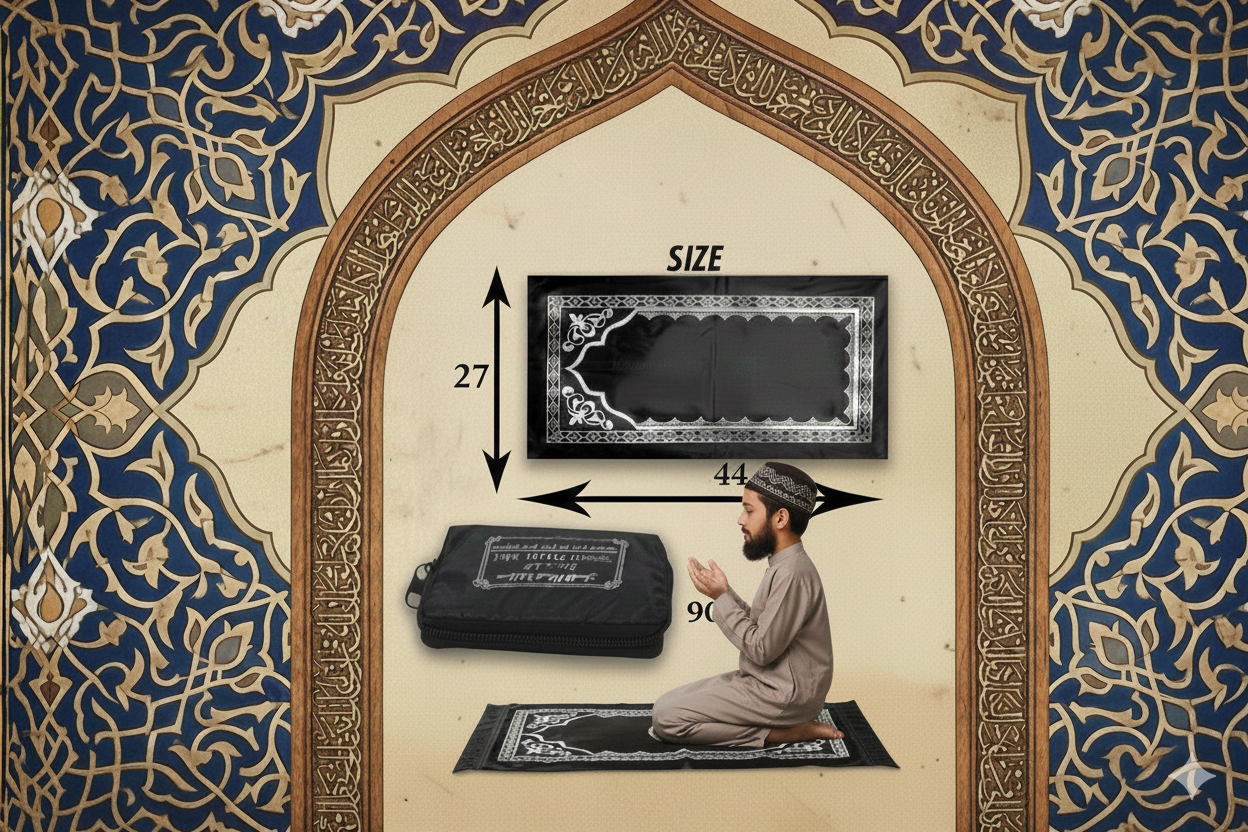Premium Pocket Travel Prayer Mat (Safar Janamaz) – Prayer Anywhere, Anytime (GRAY)