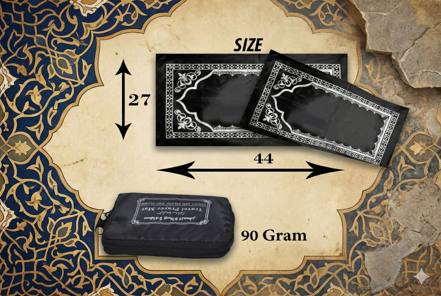 Premium Pocket Travel Prayer Mat (Safar Janamaz) – Prayer Anywhere, Anytime (GRAY)